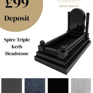 Spire Triple Kerb Headstone